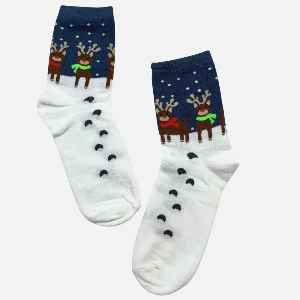 Christmas Holiday Womens Socks One Size 5 Pair Festive Winter Bundle Cozy Set